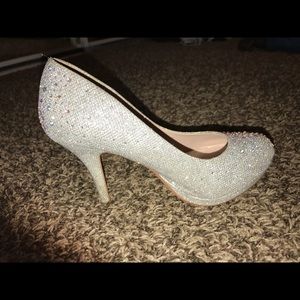 Silver glitter heels